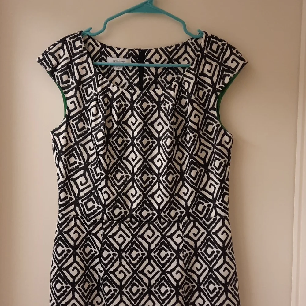 NWOT, Dress Barn Black and White Print Dress - Picture 3 of 11